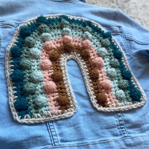 Mama Made Minis Crochet Rainbow Denim Jacket - Picture 5 of 9